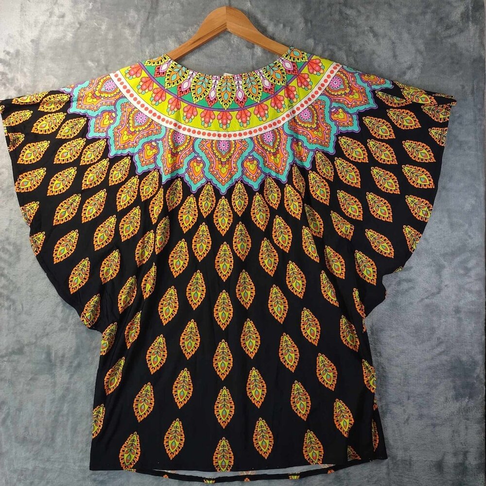 Trina Turk‎ Womens M Black Moroccan Medallion Geometric Tunic Coverup Dress - Picture 6 of 9